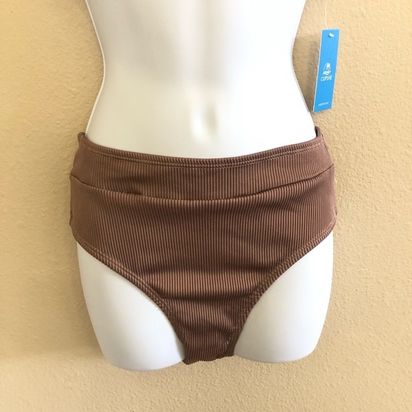 Cupshe Ribbed Texturized Scoop Neck Bralette High Waisted Bikini Swim Set Size S - Picture 10 of 14